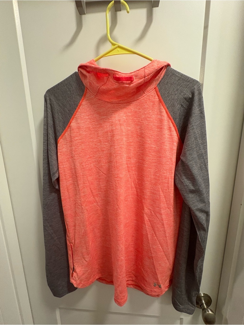 Under Armour Hooded Performance Pullover - Coral Peach with Gray Sleeves